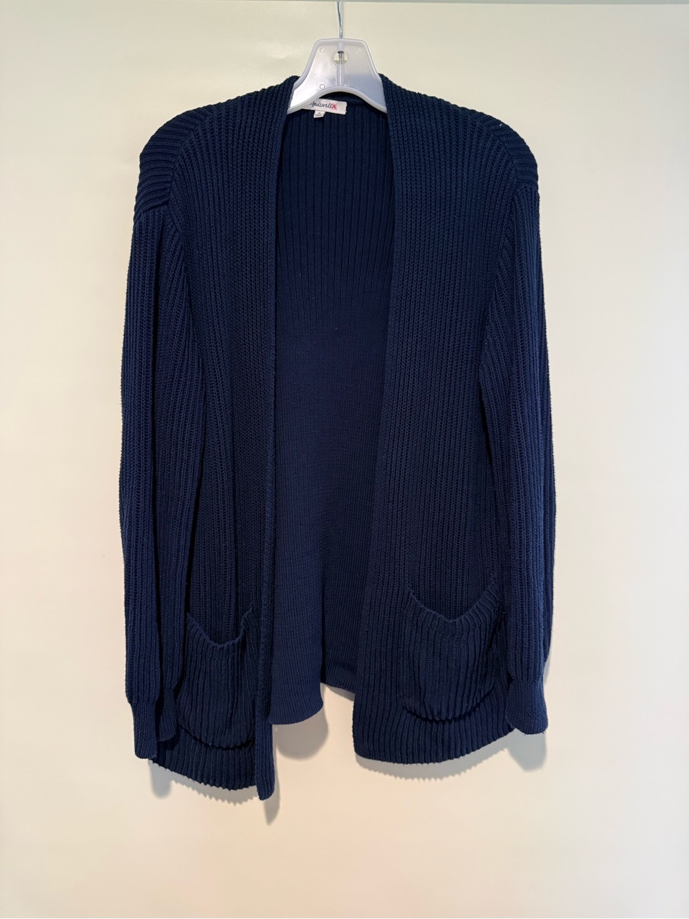Madewell Classic Navy Blue Cotton Ribbed Cardigan, size medium